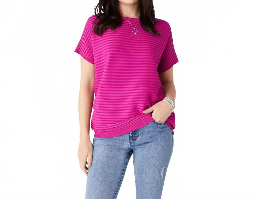 NEW COCO + CARMEN carrigan relaxed short sleeve ribbed top in pink